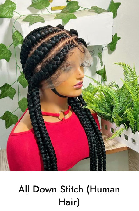 African Hand Braided Human Hair Wigs (Braids 2) Any Style