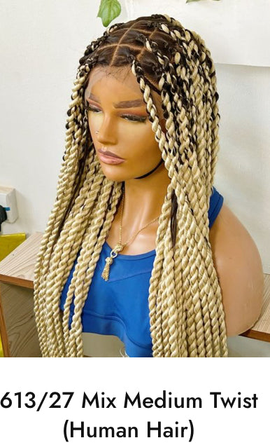 African Hand Braided Human Hair Wigs Any Style