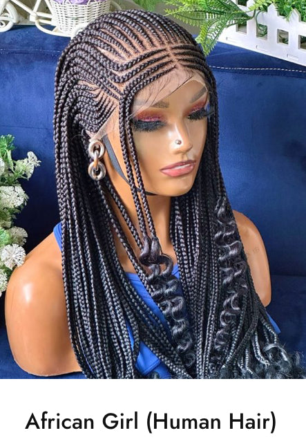 African Hand Braided Human Hair Wigs Any Style