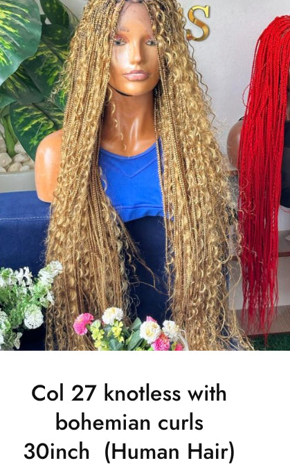 African Hand Braided Human Hair Wigs Any Style