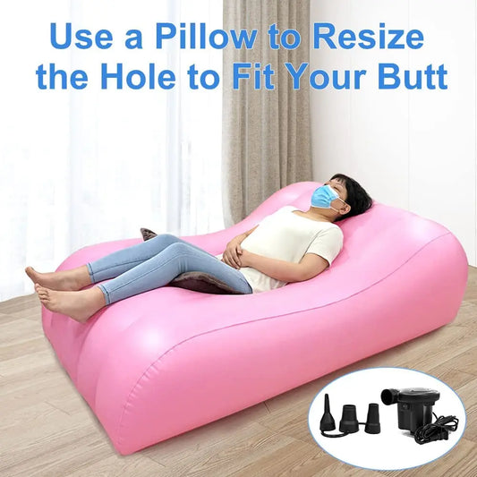 BBL Bed Inflatable Air Mattress with Hole for Sleeping After Brazilian Butt Lift Surgery Recover Waterproof BBL for Post Surgery